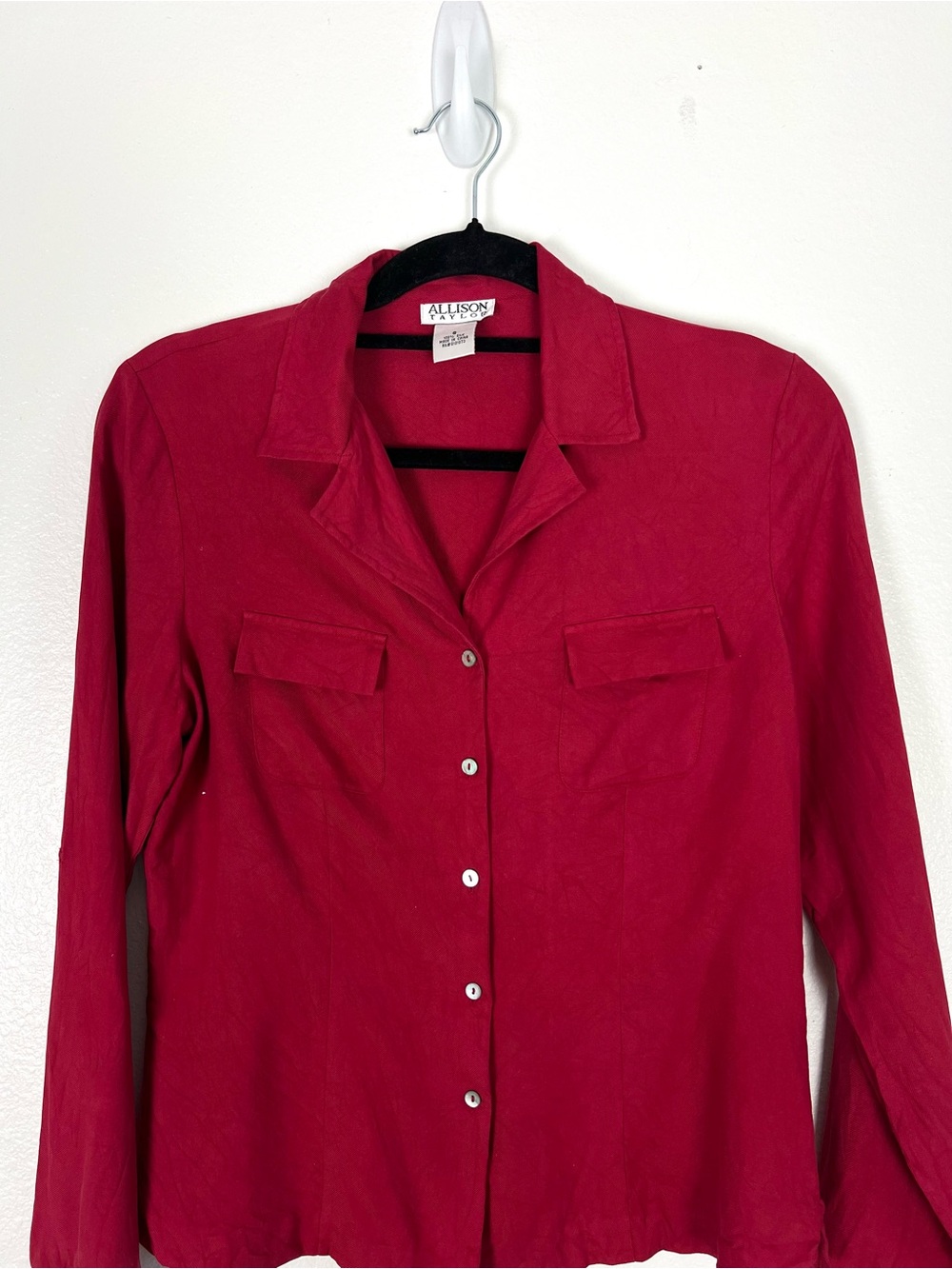Allison Taylor Raspberry Red Button-Front Shirt - Picture 4 of 6